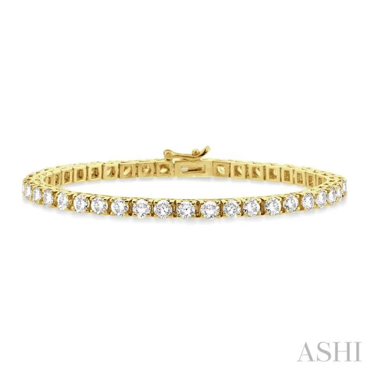 Custom Leather and Gold Bracelets-10 ctw Square Box Link Round Cut Diamond Tennis Bracelet in 14K Yellow Gold