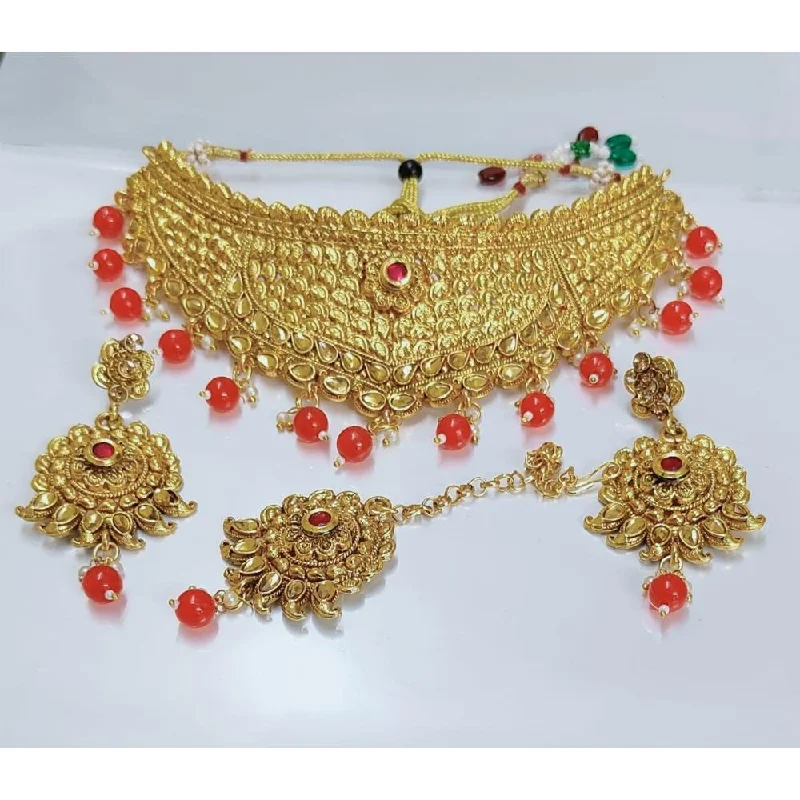 Trendy Multi-layer Necklace-Akruti Collection Gold Plated Crystal Stone Necklace Set