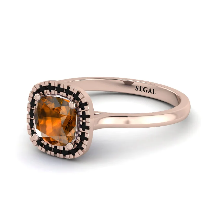 Vintage Classic Halo Cushion Brown Diamond Ring - Skylar No. 1108