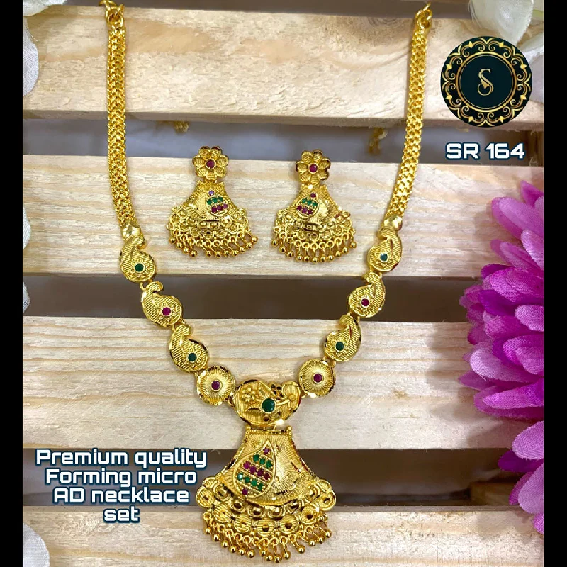 Elegant Crystal Necklace-Siara Collections Forming Gold Pota Stone Necklace Set