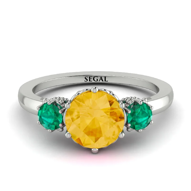 Classic 3 Stone Citrine Engagement Ring - Sofia No. 606