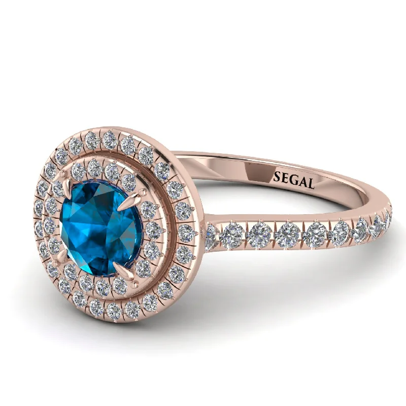 Double Halo Blue Topaz Ring - Zoey No. 502