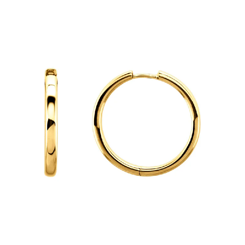 Luxury Hoop Earrings-2.6mm Hinged Endless Round Hoop Earrings in 14k Yellow Gold, 24mm