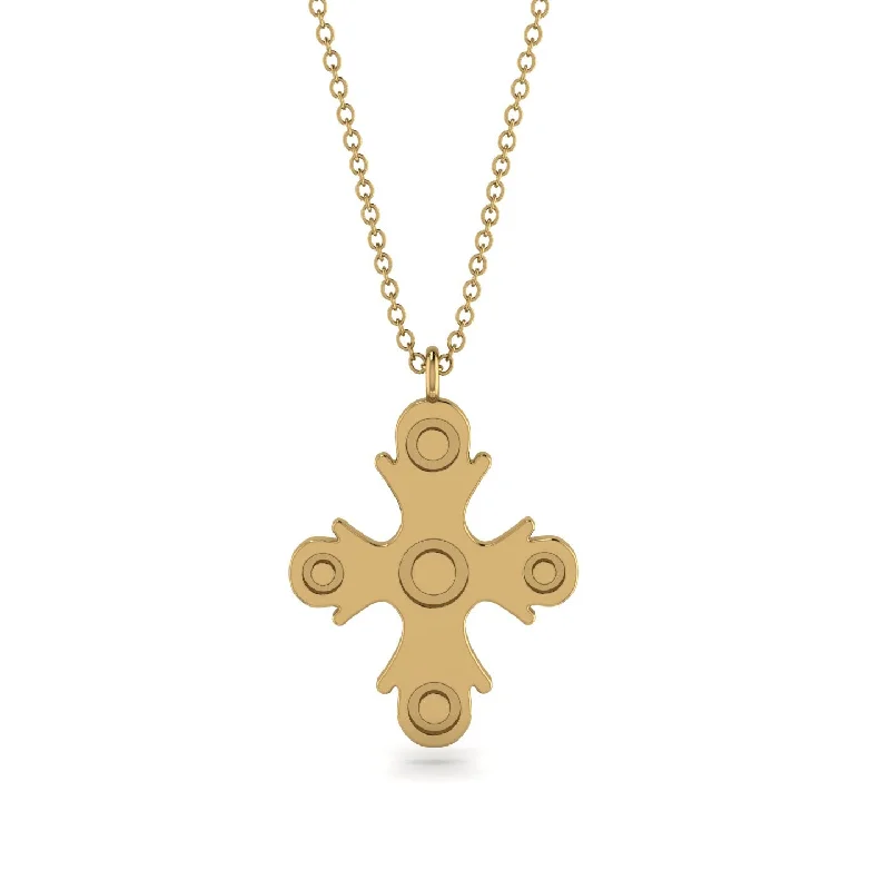 High-End Gold Necklace-Minimalist Cross Amulet Necklace - Simon No. 1