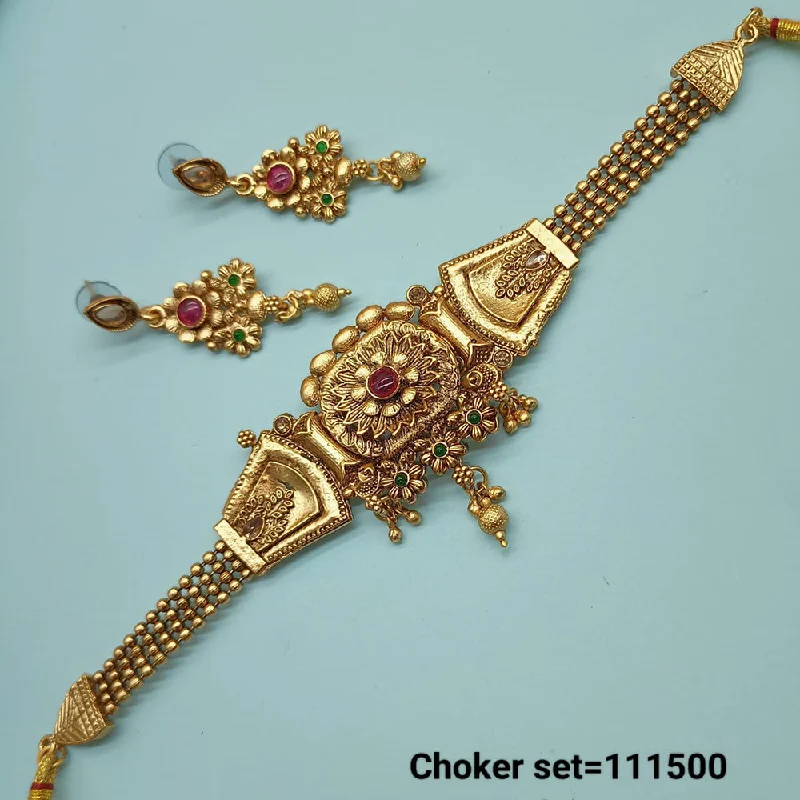 Trendy Chain Necklace-Padmawati Bangles Copper Gold Choker Necklace Set