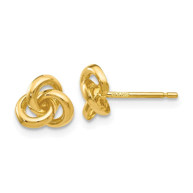 Earrings with Natural Stones-7mm Love Knot Post Earrings in 14k Yellow Gold