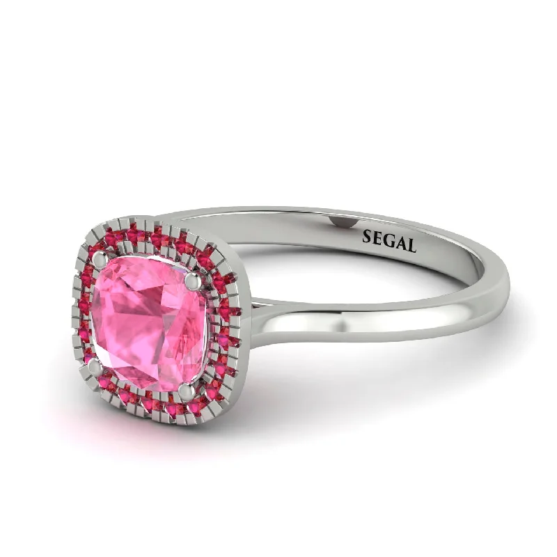 Vintage Classic Halo Cushion Pink Moissanite Ring - Skylar No. 812