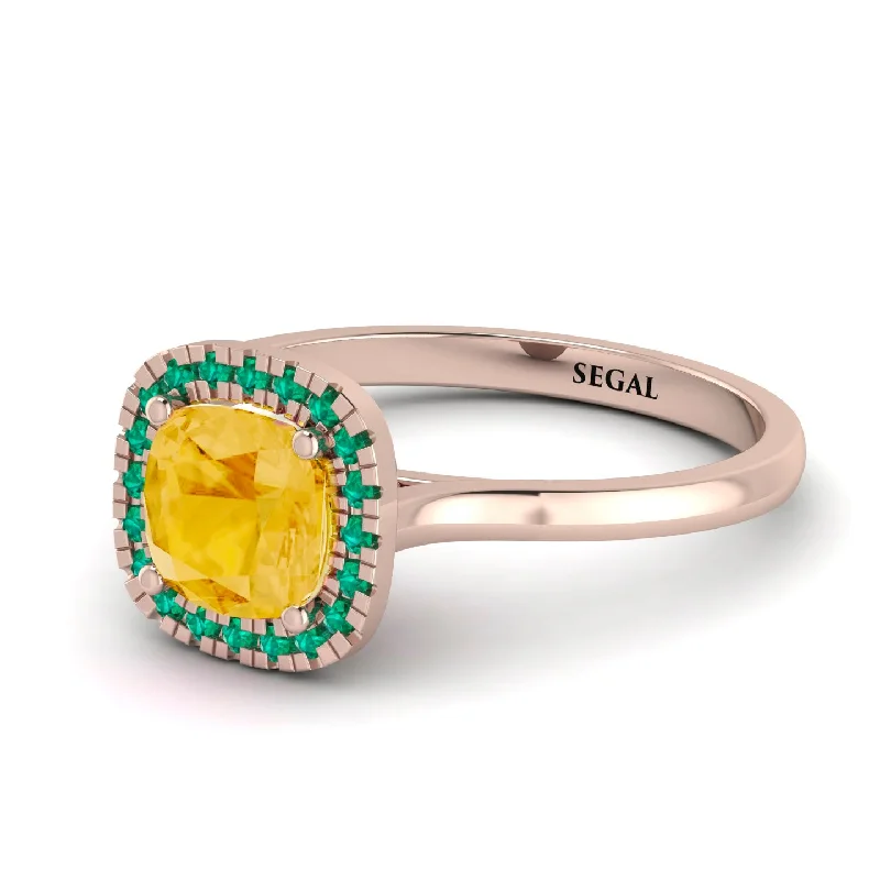 Vintage Classic Halo Cushion Citrine Ring - Skylar No. 605