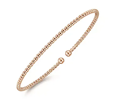 Simple Rose Gold Bangles-Split 14K Rose Gold Beaded Bujukan Bangle