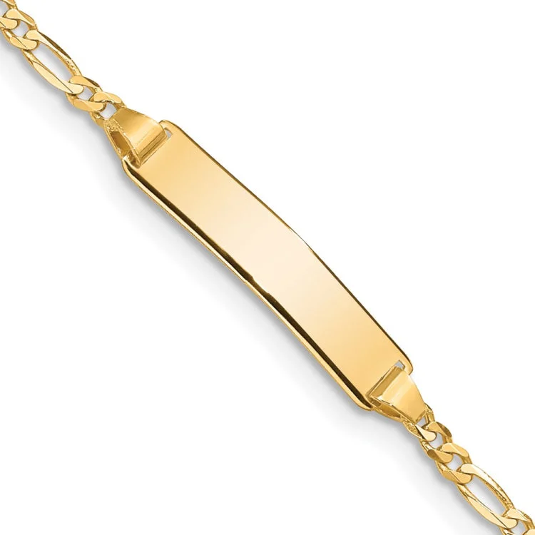 Luxury Custom Gold Bracelets-14k Baby Figaro ID Bracelet