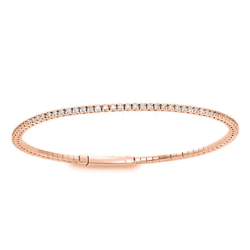 Handcrafted Gold Bangles-LADIES FULL FLEXIBLE BANGLE 2.00CT ROUND DIAMOND 14K ROSE GOLD