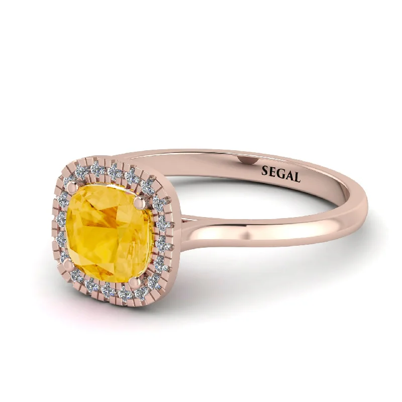 Vintage Classic Halo Cushion Citrine Ring - Skylar No. 602