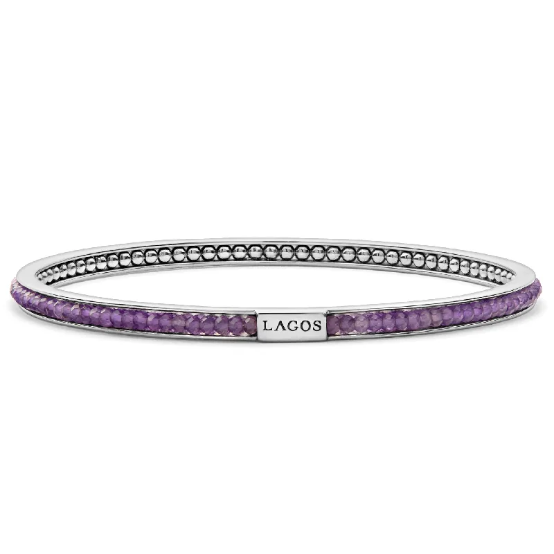 Antique Silver Bangles-Caviar Icon Amethyst Bangle