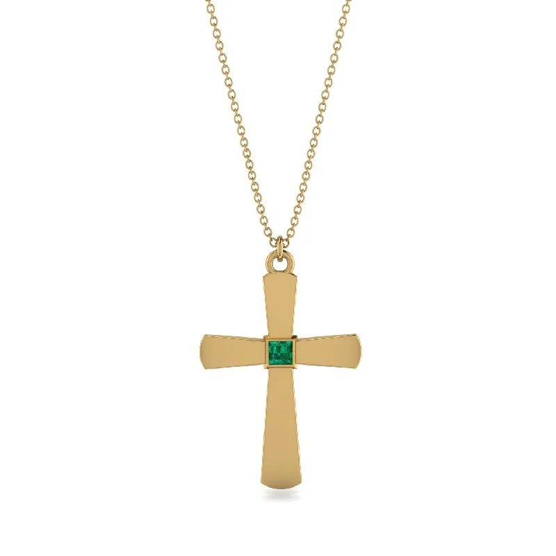 Colorful Bead Necklace-Latin Emerald Cross Necklace - Tobias No. 4