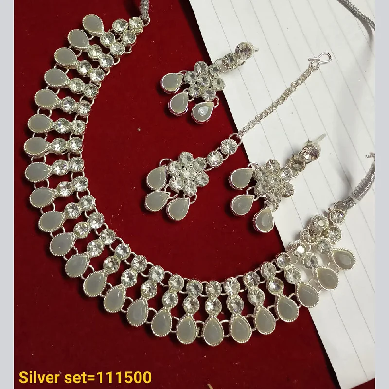 Multi-Strand Necklace-Padmawati Bangles Silver Plated Austrian Stone Necklace Set