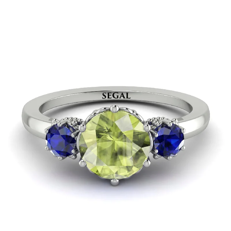 Classic 3 Stone Peridot Engagement Ring - Sofia No. 715