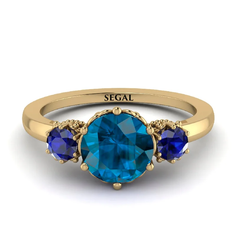 Classic 3 Stone Blue Topaz Engagement Ring - Sofia No. 513