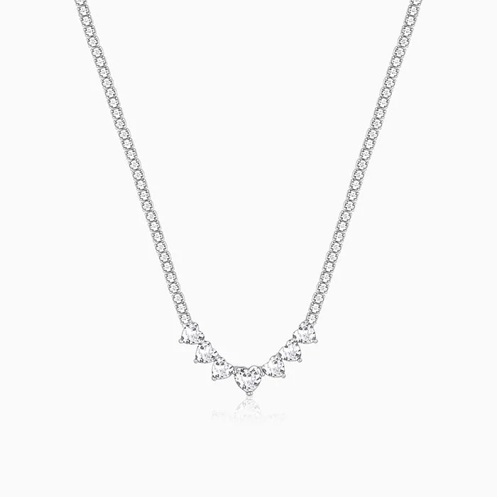 Unique Designer Necklace-Silver Zirconia Heart Necklace