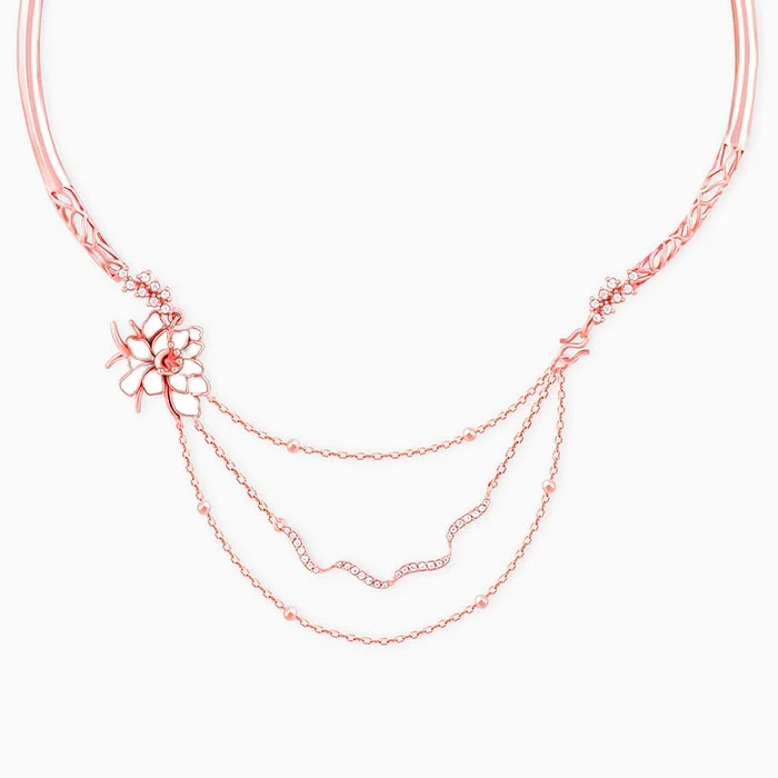 Simple Chain Necklace-Rose Gold Brahma Kamal Statement Necklace