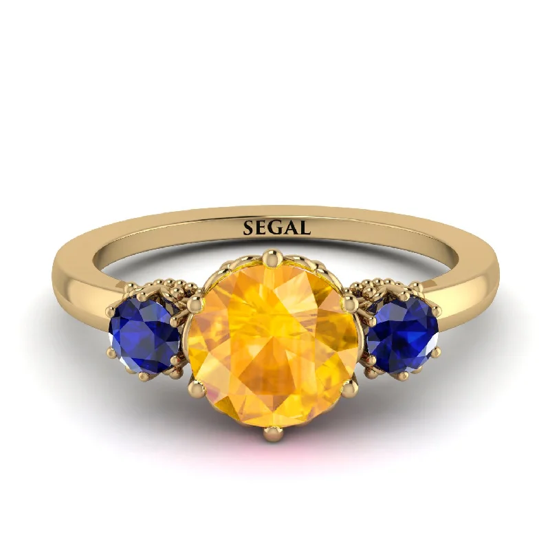 Classic 3 Stone Yellow Diamond Engagement Ring - Sofia No. 1013