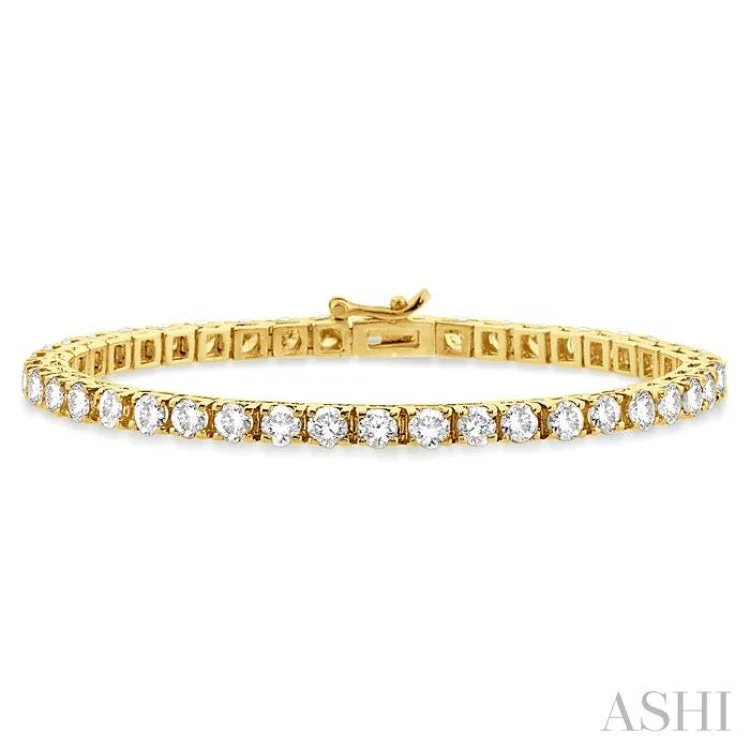 Adjustable Cuff Bracelets-9 Ctw Square Shape Round Cut Diamond Tennis Bracelet in 14K Yellow Gold