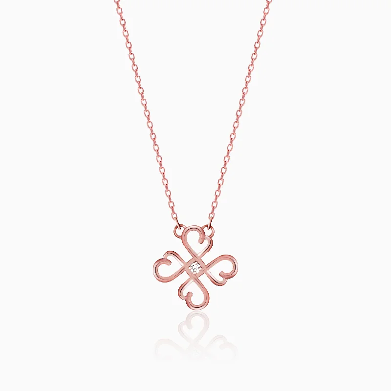 Silver Chain Necklace-Rose Gold Clover Necklace