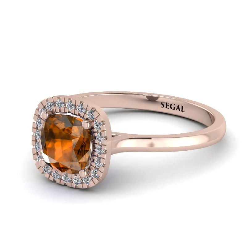 Vintage Classic Halo Cushion Brown Diamond Ring - Skylar No. 1102