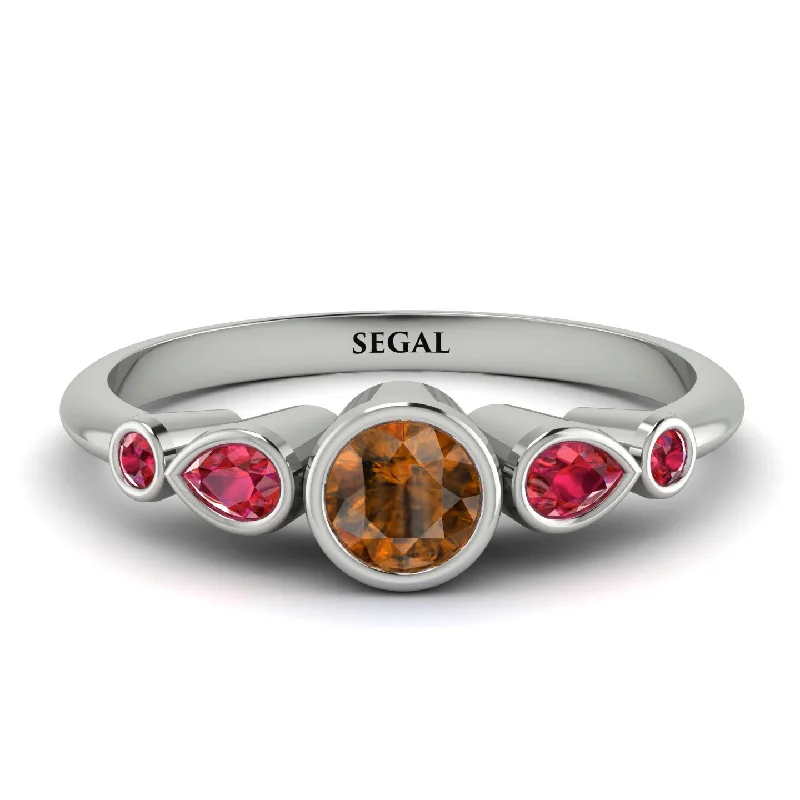 Bezel Symmetrical Brown Diamond Ring - Ivy No. 1112