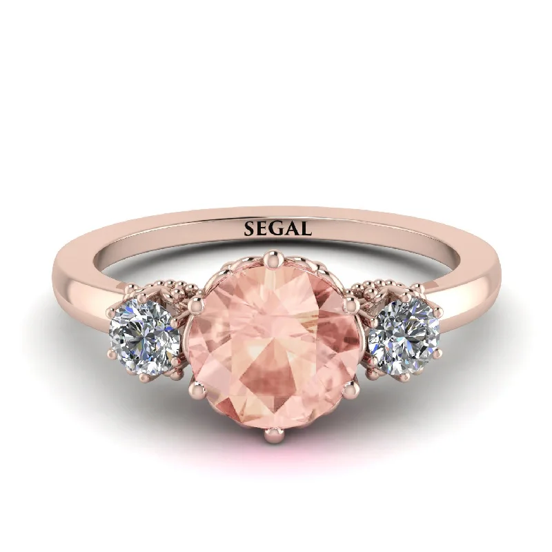 Classic 3 Stone Morganite Engagement Ring - Sofia No. 902