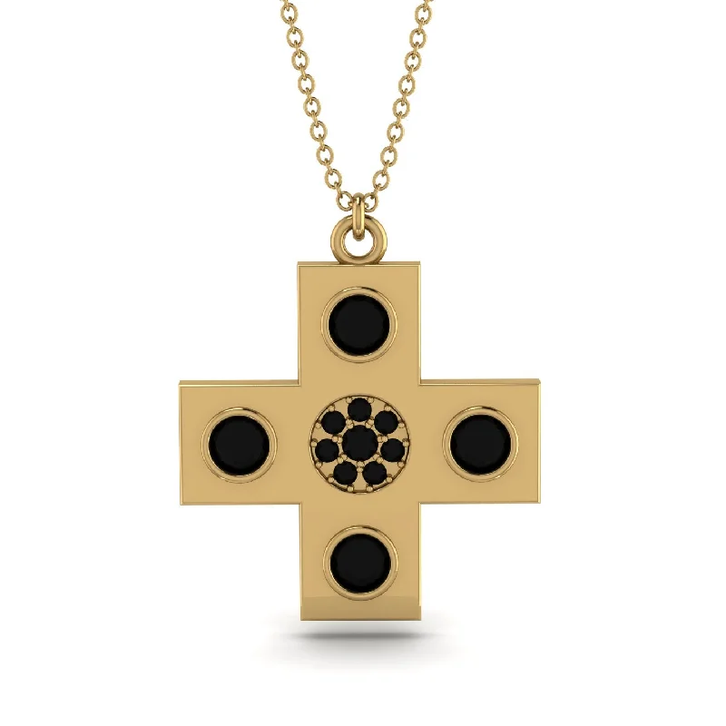 Boho Chic Necklace-Equilateral Black Diamond Cross Necklace - Jayce No. 7