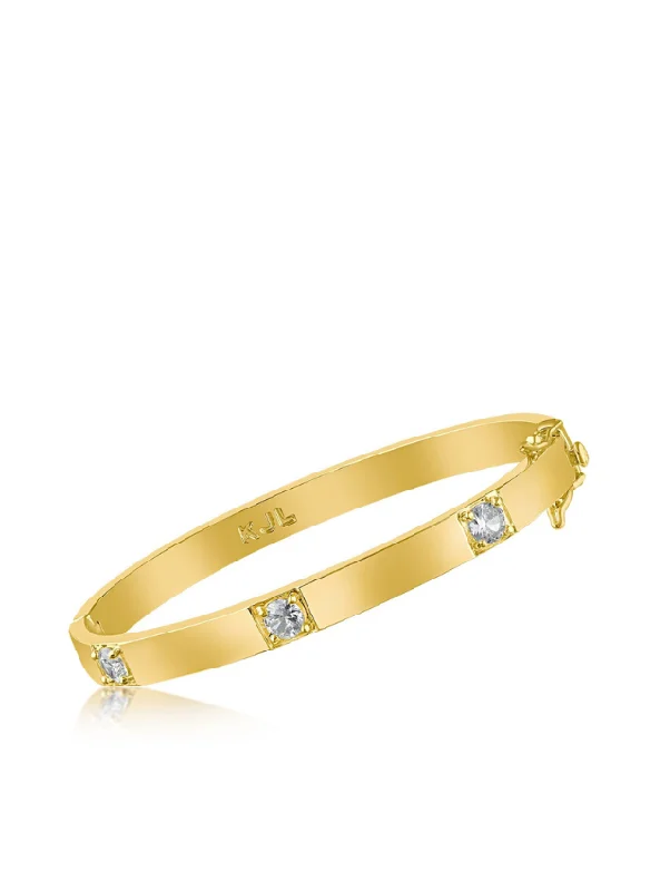 Custom Gold Bangles-CZ Station Bangle