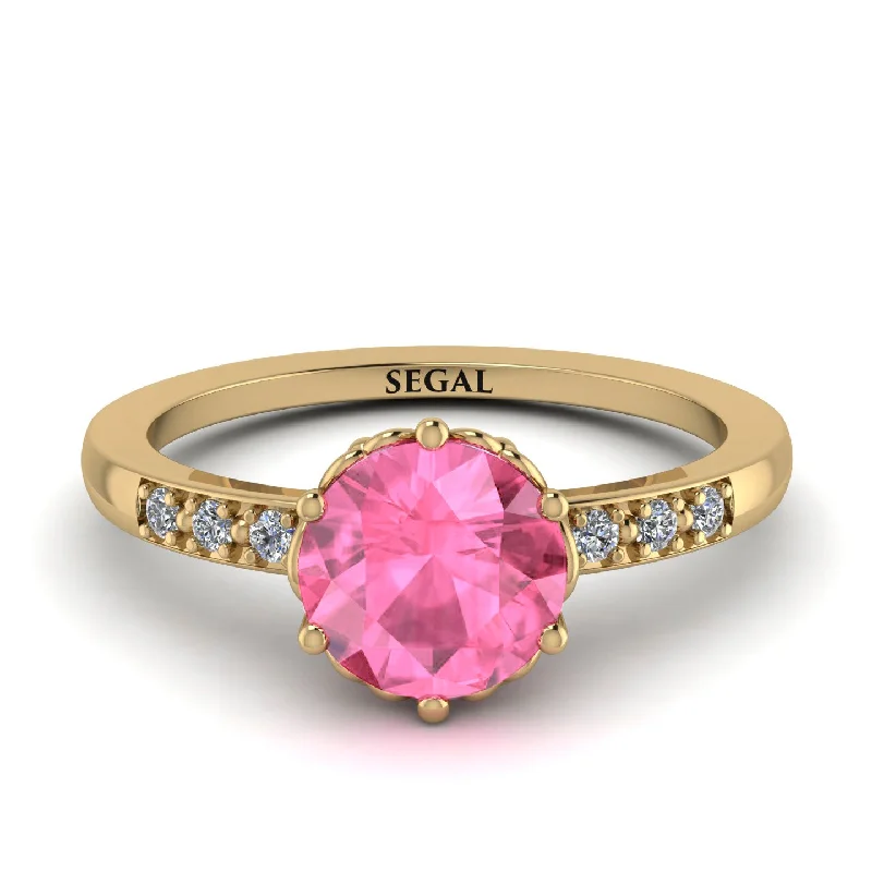 Classic Pink Moissanite Vintage Ring - Olivia No. 801