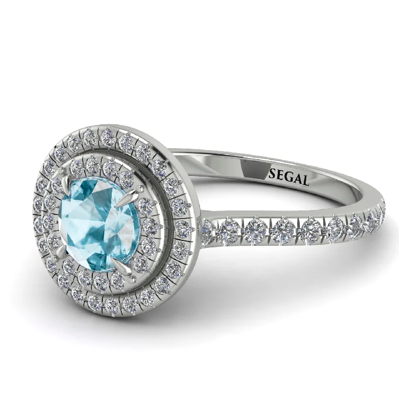 Double Halo Aquamarine Ring - Zoey No. 403