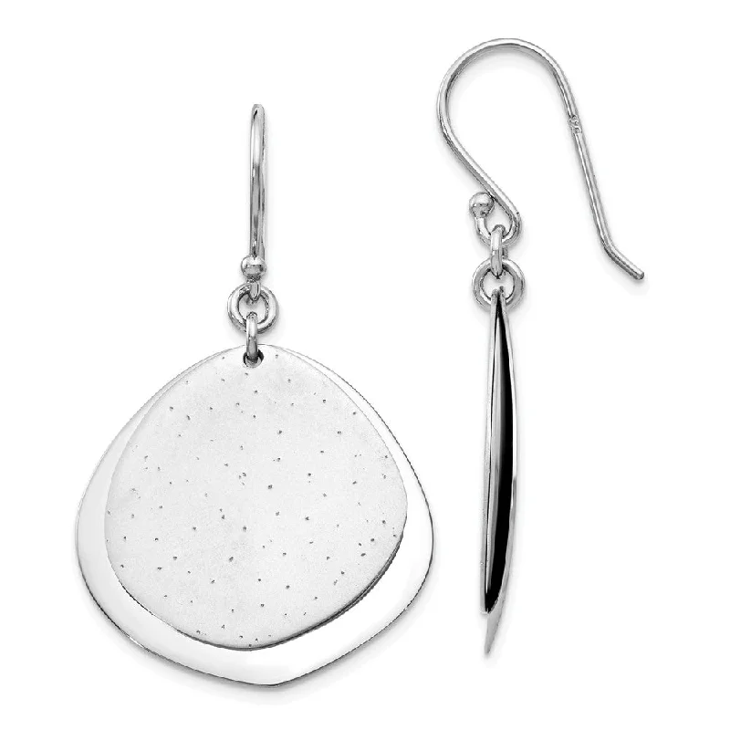 Bridal Hoop Earrings-25mm Polished and Stippled Finish Dangle Earrings in Sterling Silver