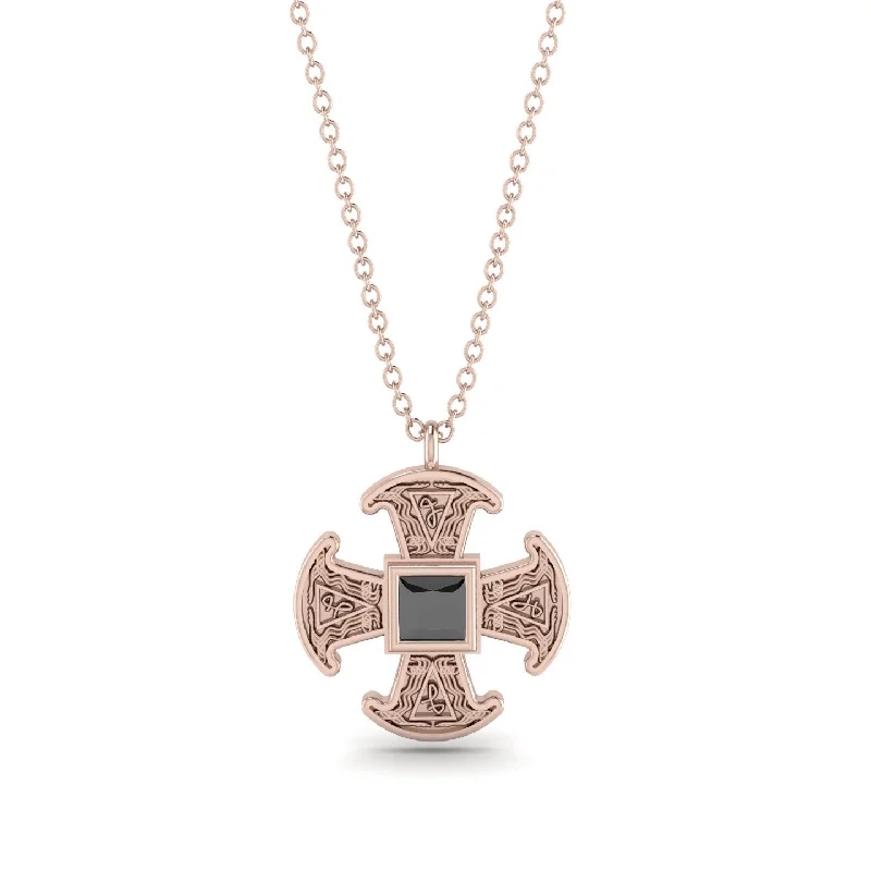 Simple Pendant Necklace-Celtic Cross Black Diamond Necklace - Thomas No. 8