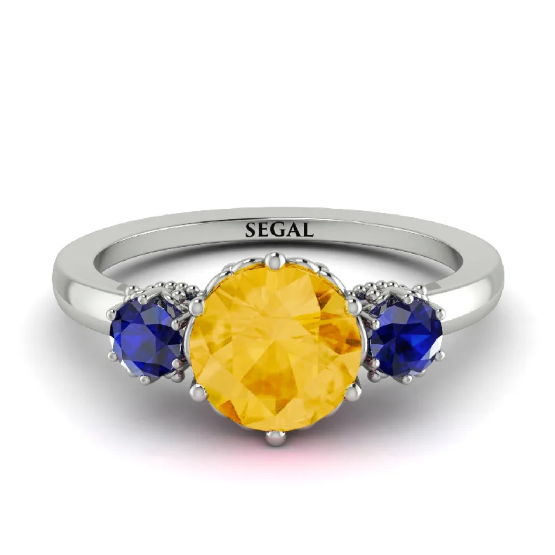 Classic 3 Stone Citrine Engagement Ring - Sofia No. 615