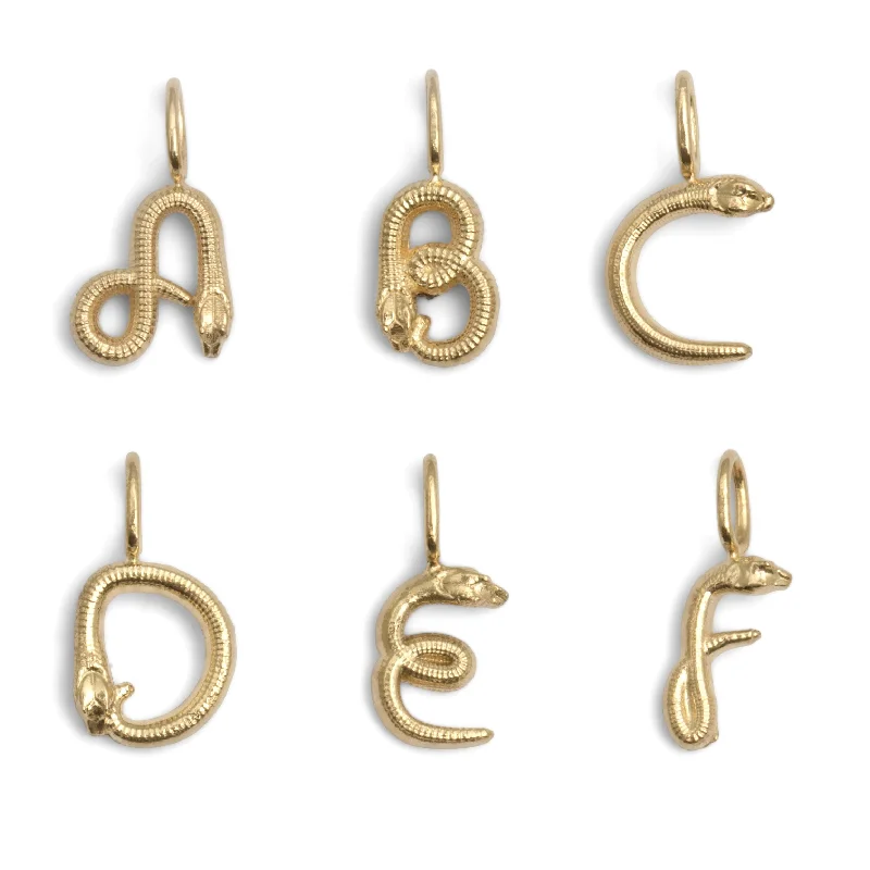 Modern Pendant Necklace-Yellow Gold Nagini Letter Charm