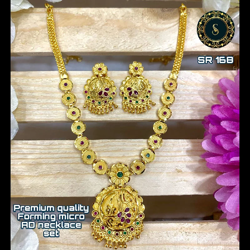 Layered Gold Necklace-Siara Collections Forming Gold Pota Stone Necklace Set