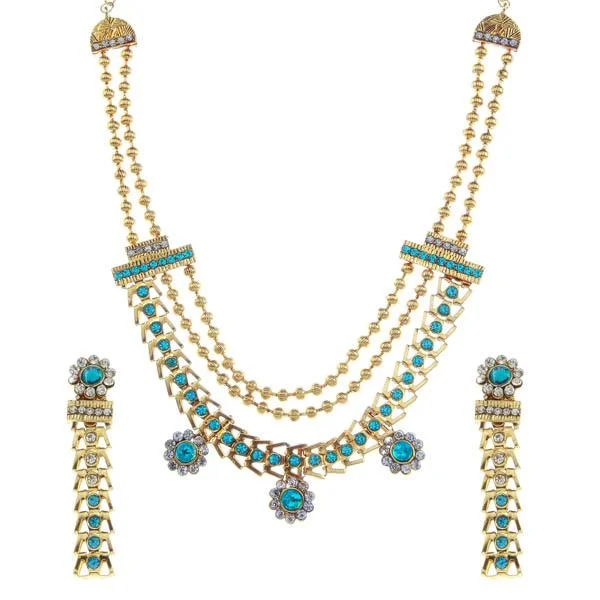 Celestial Moon Necklace-Soha Fashion Stone Gold Plated Traditional Necklace Set