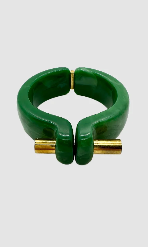 Gemstone Cuff Bracelets-TRIFARI 60s Jade Like Resin Bracelet