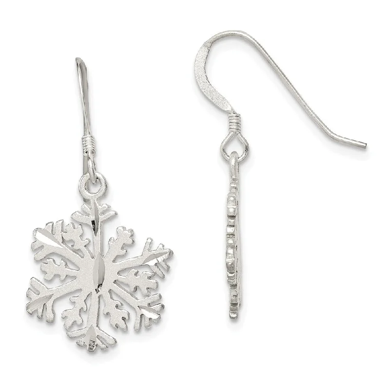 Beautiful Ruby Earrings-Sterling Silver Satin Snowflake Earrings