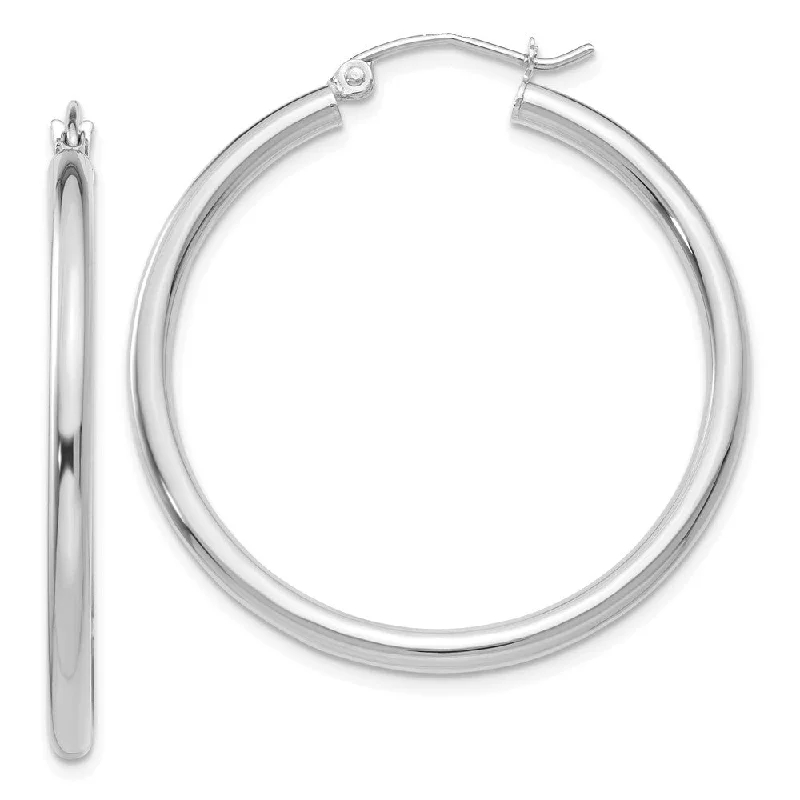 Chic Drop Earrings-2.5mm x 35mm 14k White Gold Classic Round Hoop Earrings