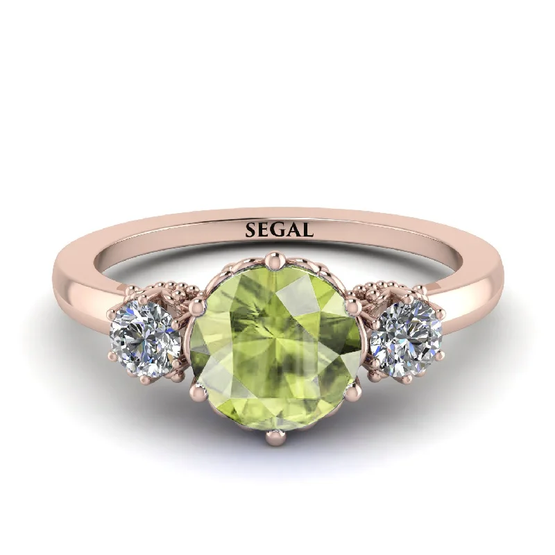 Classic 3 Stone Peridot Engagement Ring - Sofia No. 702