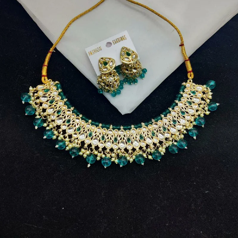 Gemstone Pendant for Necklace-Pooja Bangles Gold Plated Necklace Set