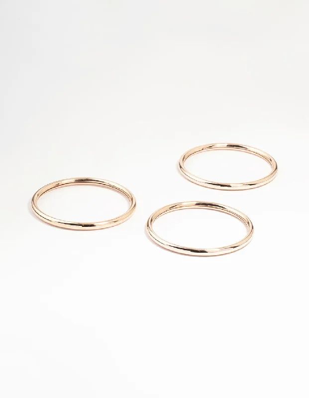 Vintage Diamond Bangles-Rose Gold Smooth Bangles 3-Pack