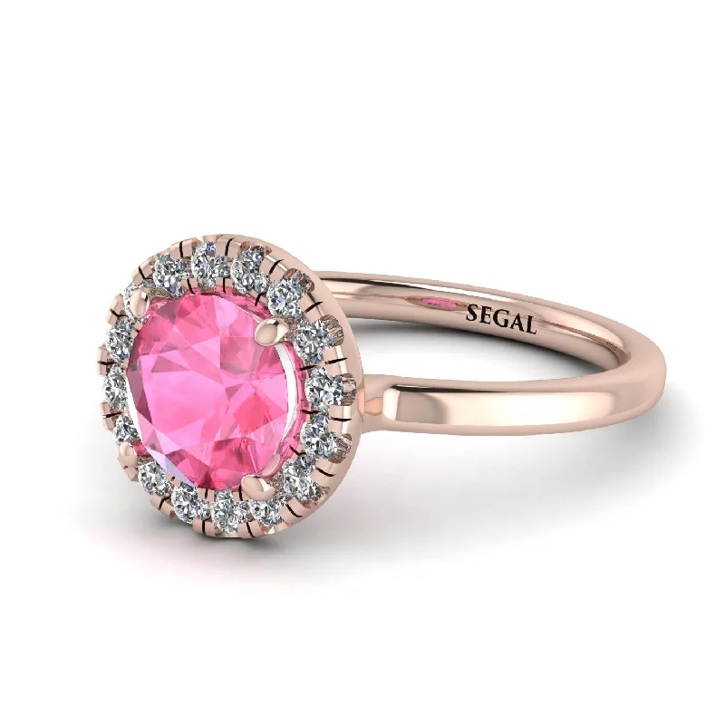 1ct Round Pink Moissanite Engagement Ring - Natalia No. 802