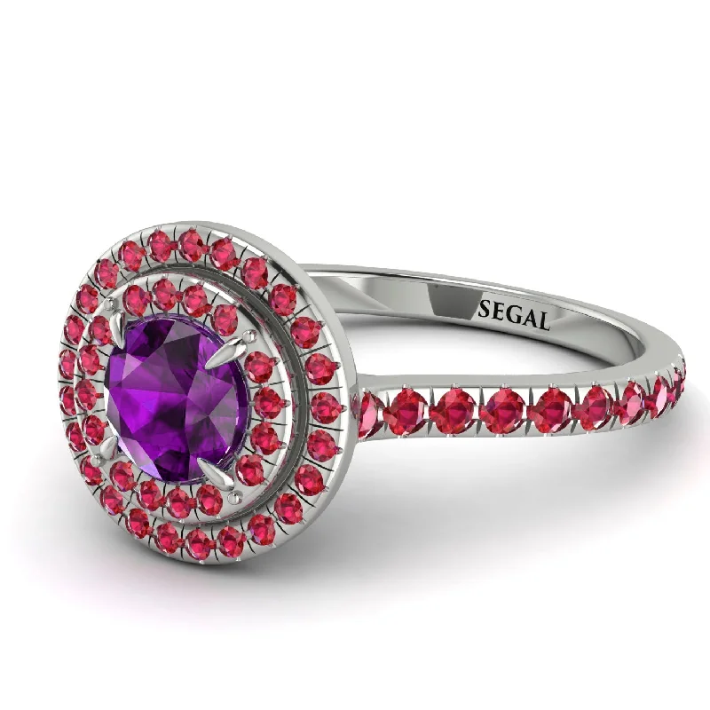 Double Halo Amethyst Ring - Zoey No. 312