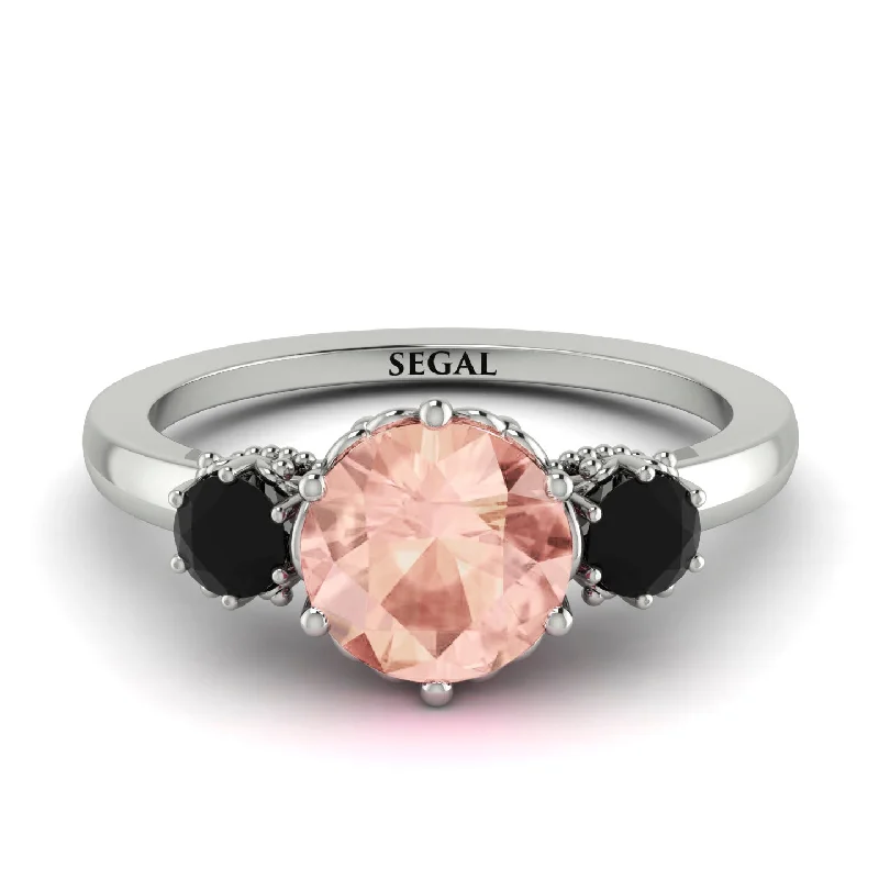 Classic 3 Stone Morganite Engagement Ring - Sofia No. 909