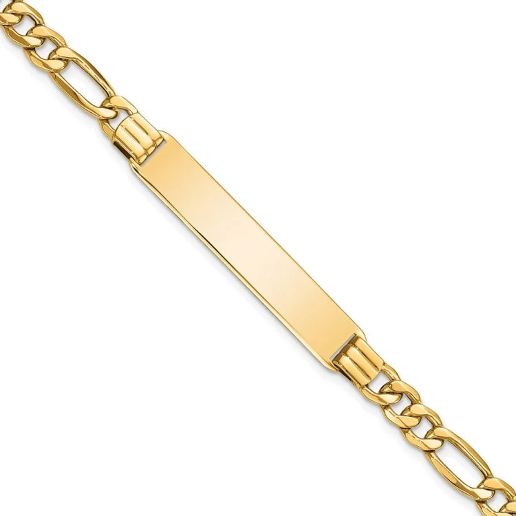 Luxury Gold Bracelets-14k Semi-Solid Figaro Link ID Bracelet