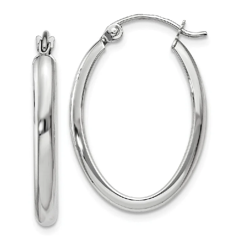 Elegant Drop Earrings-2.75mm, 14k White Gold Classic Oval Hoop Earrings, 22mm (7/8 Inch)